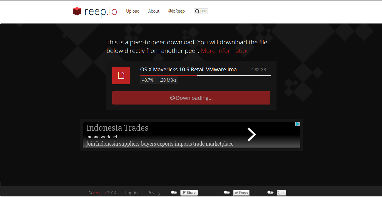 Reep.io Peer to Peer File Transfer Web App